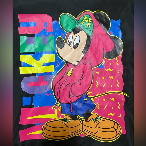 90s Disney Mickey Mouse Colorblock Pullover Windbreaker Jacket Size Lrg 1/4 zip - Picture 3 of 4